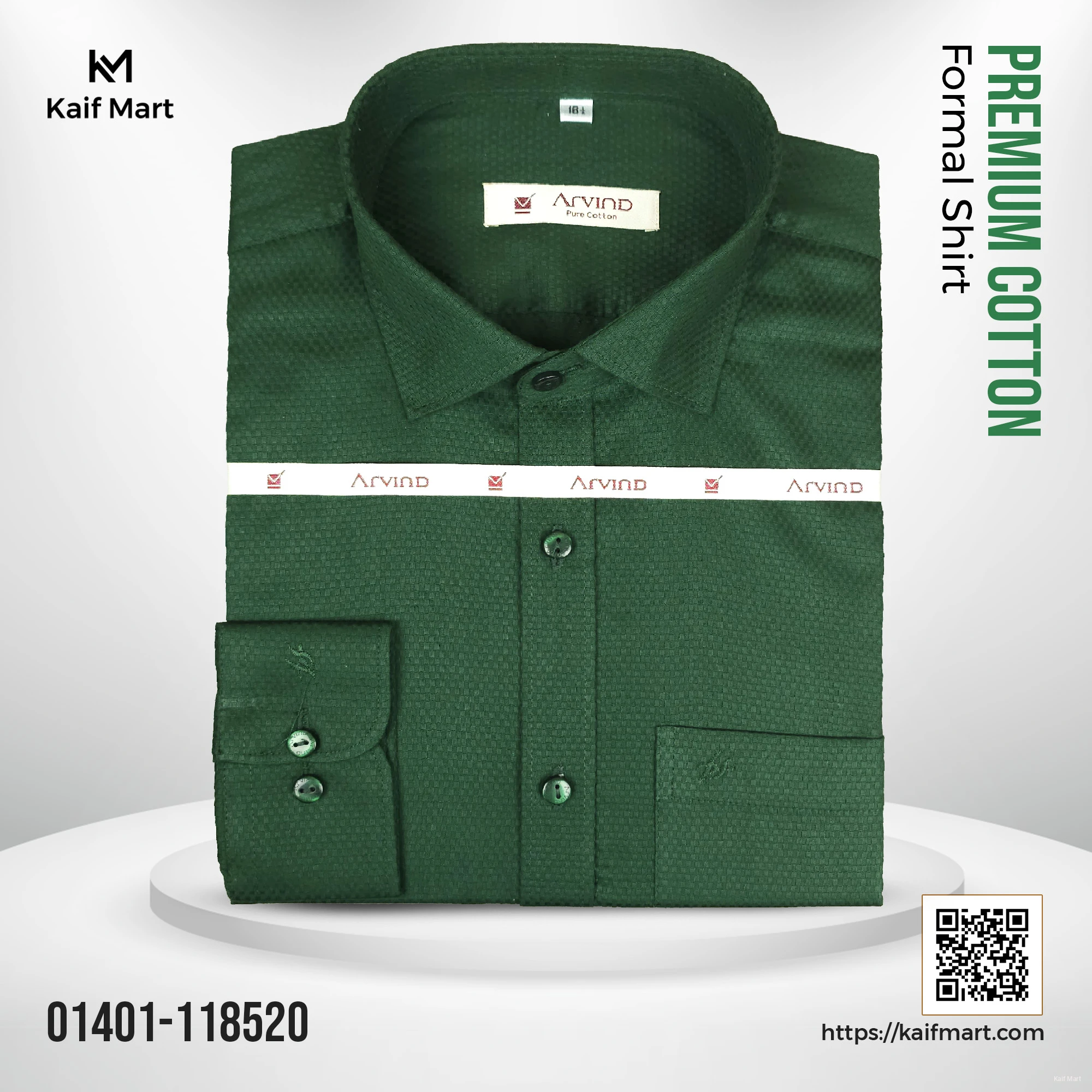 Mens Fashionable Exclusive Long Sleeve Formal and Casual Shirt- Dark green