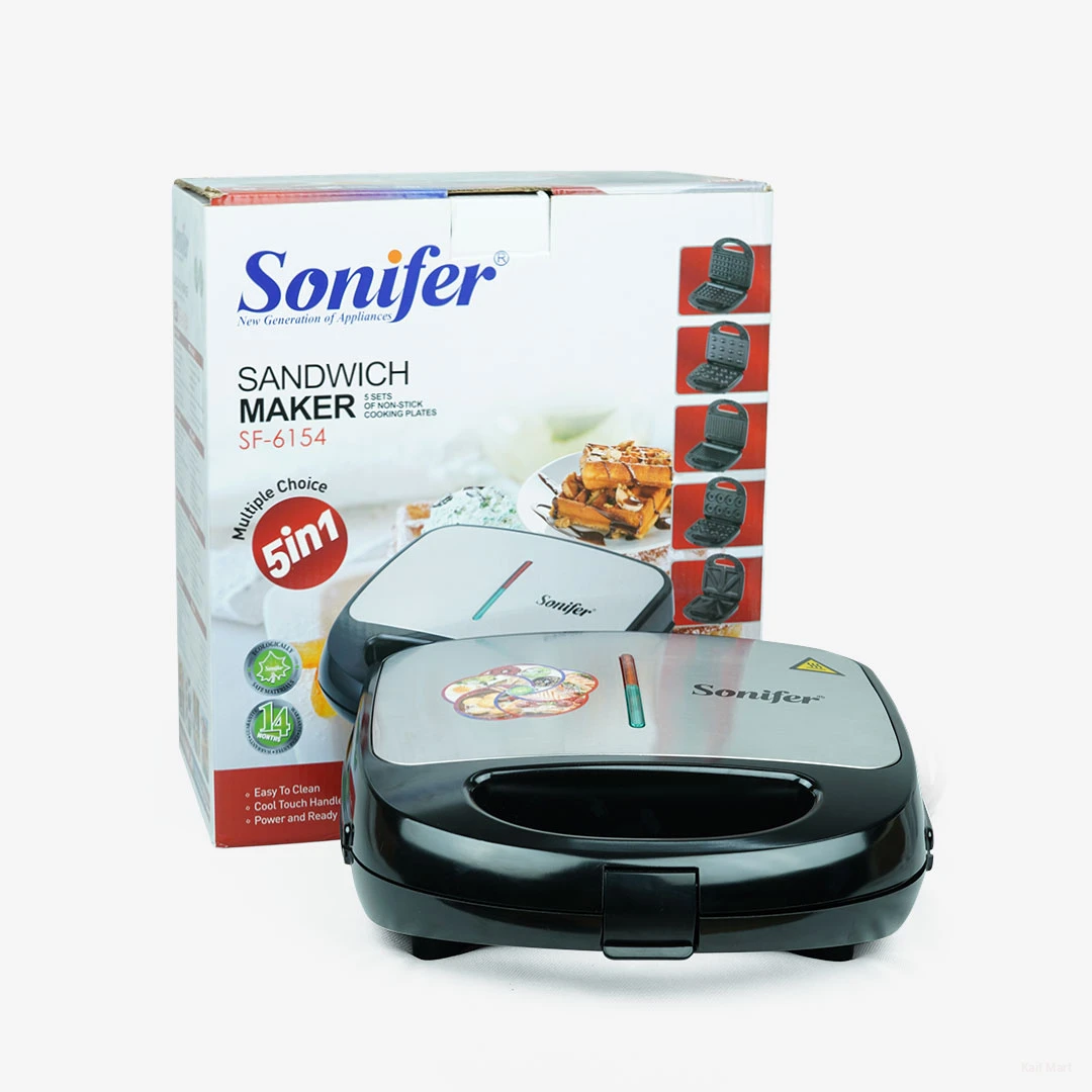 Sonifer SF-6154 Hot selling non stick removable plates electric 5 in 1 multifunction mini sandwich Donut maker