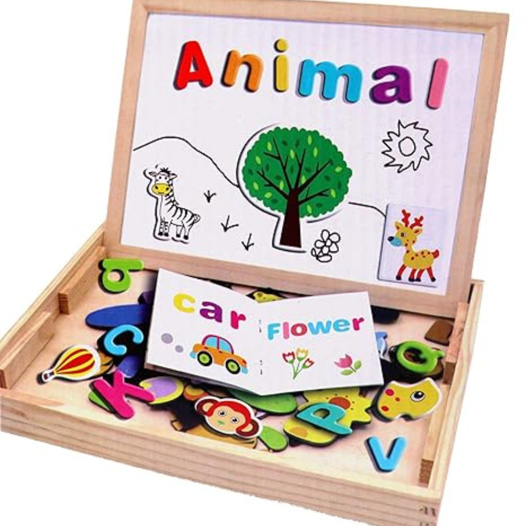 Kids Play Animal Wooden Cartoon Letter Puzzle Board