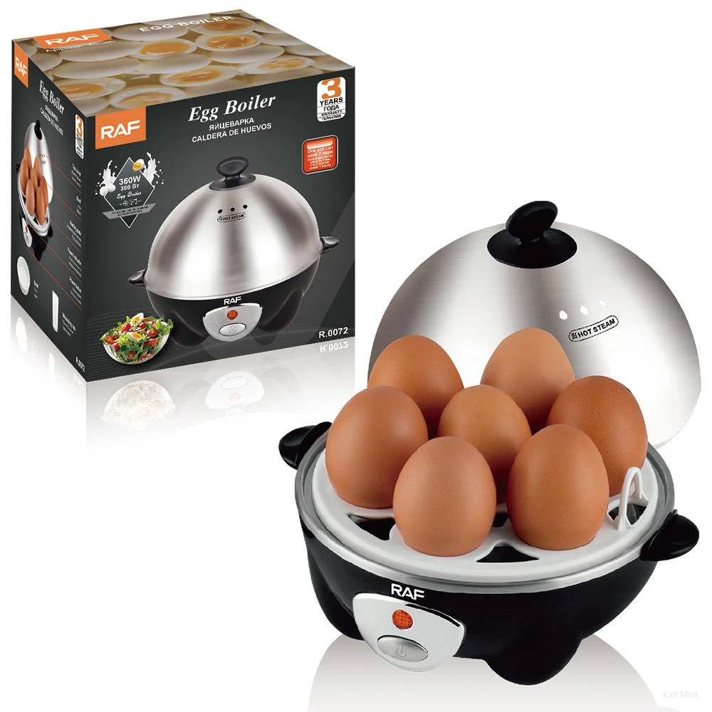 RAF R.0072 Stainless Steel Electric Smart Portable Cooker One Layer with Cover 7 Eggs Boiler Egg Cooker