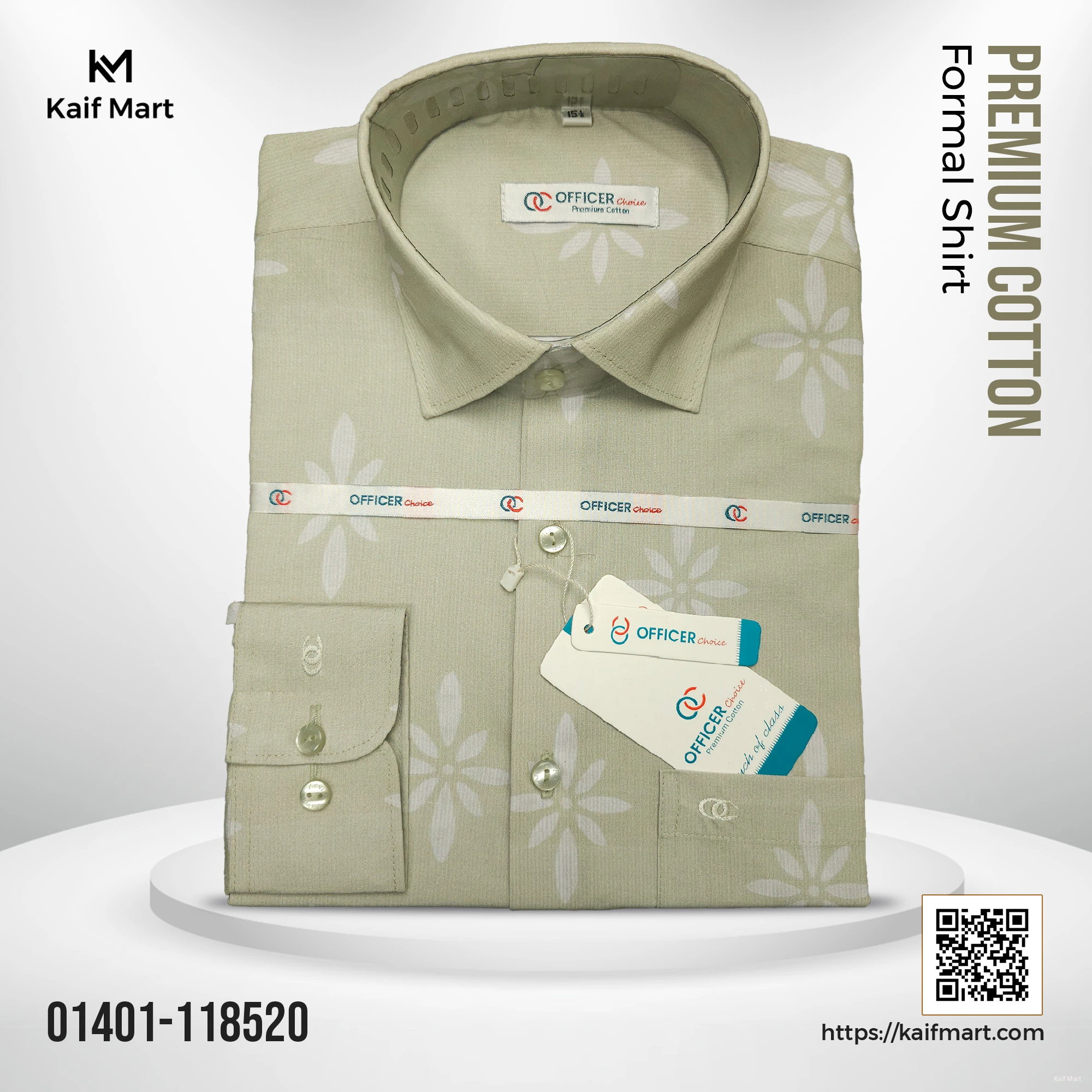 Mens Fashionable Exclusive Long Sleeve Formal and Casual Shirt- light beige