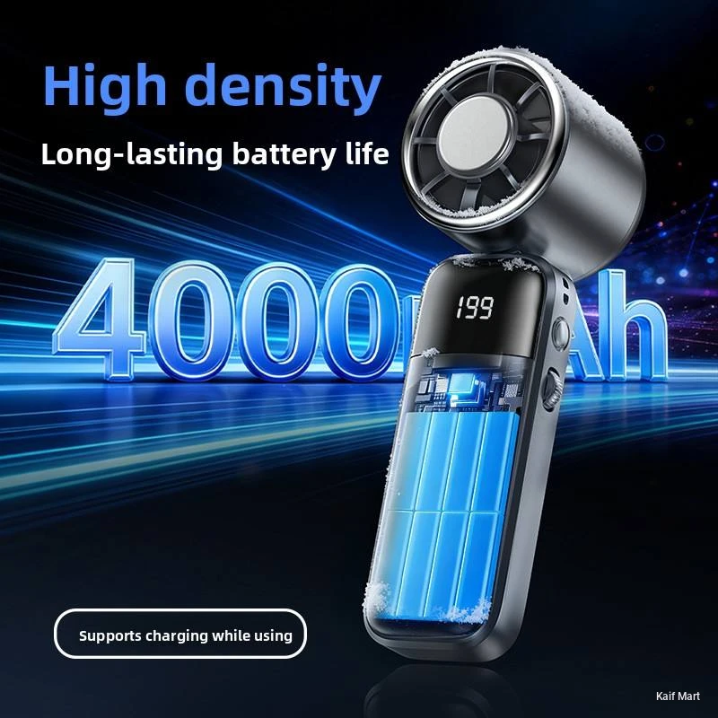 Handheld USB Ice Compress Cooling Fan Brushless Motor 3600mAh battery High-Speed Silent Operation Portable Outdoor Use Digital Display XR-020