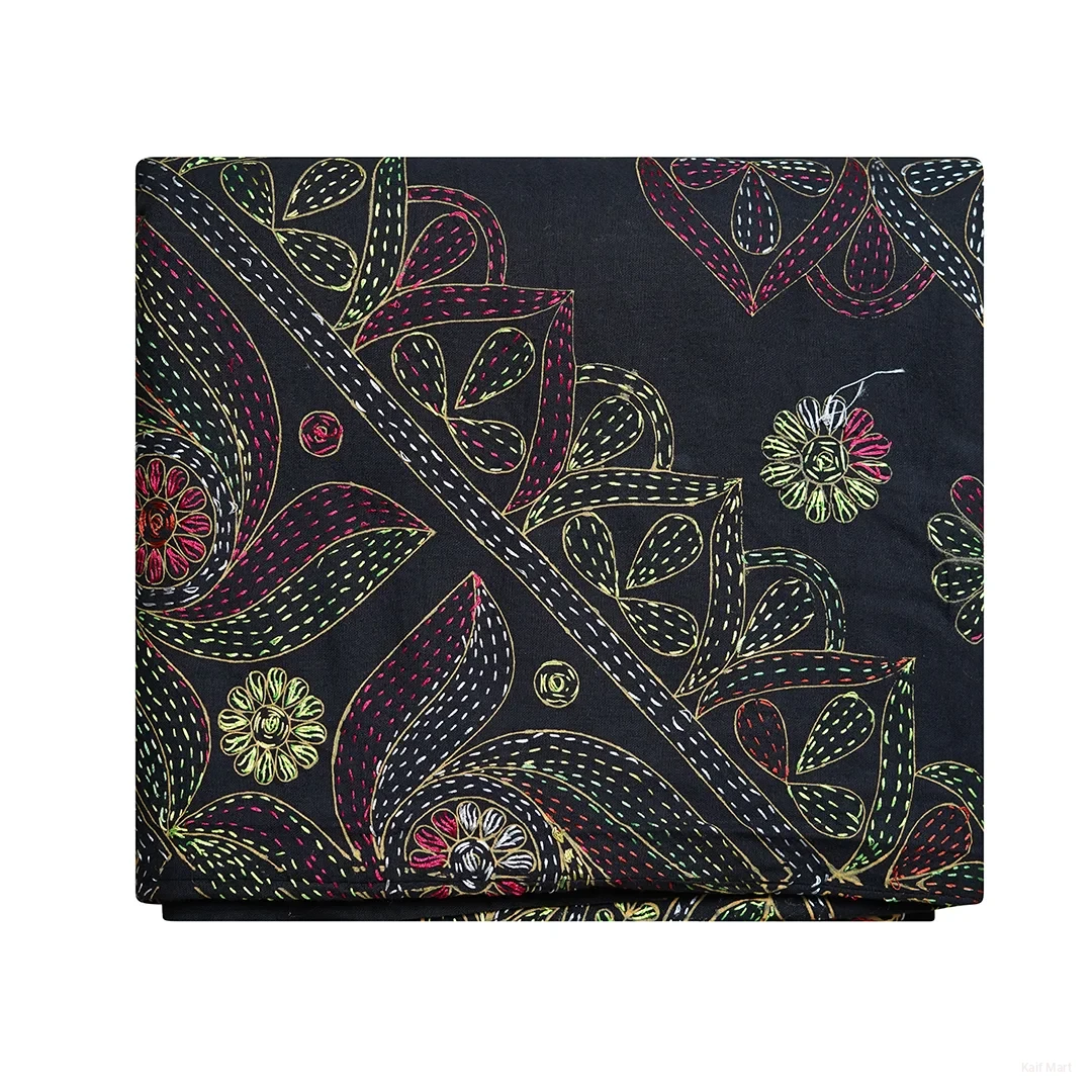 Traditional Handmade Bed Sheet 7x8 Feet –  Black Pattern