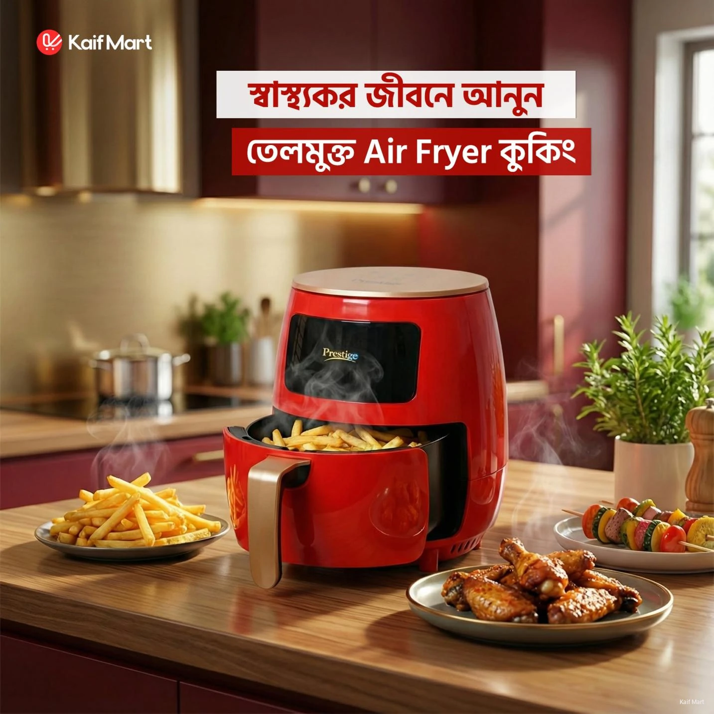 Prestige Electric Air Fryer 6 Litre (1400W) - Digital LCD Touch Control Premium Food Processor & Airfryer Stove for Kitchen