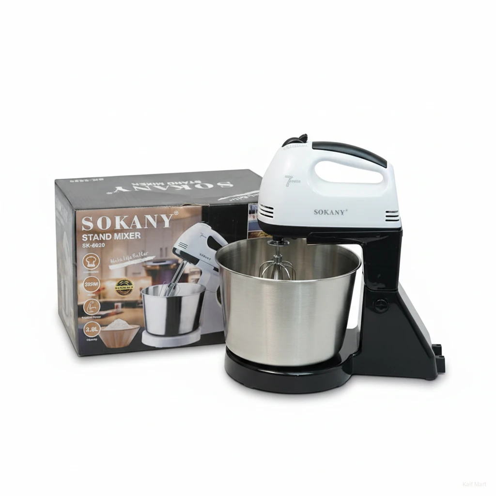 SOKANY Stand Mixer SK-6620 – 250W Electric Kitchen Mixer with 2.0L Bowl & Multiple Beaters