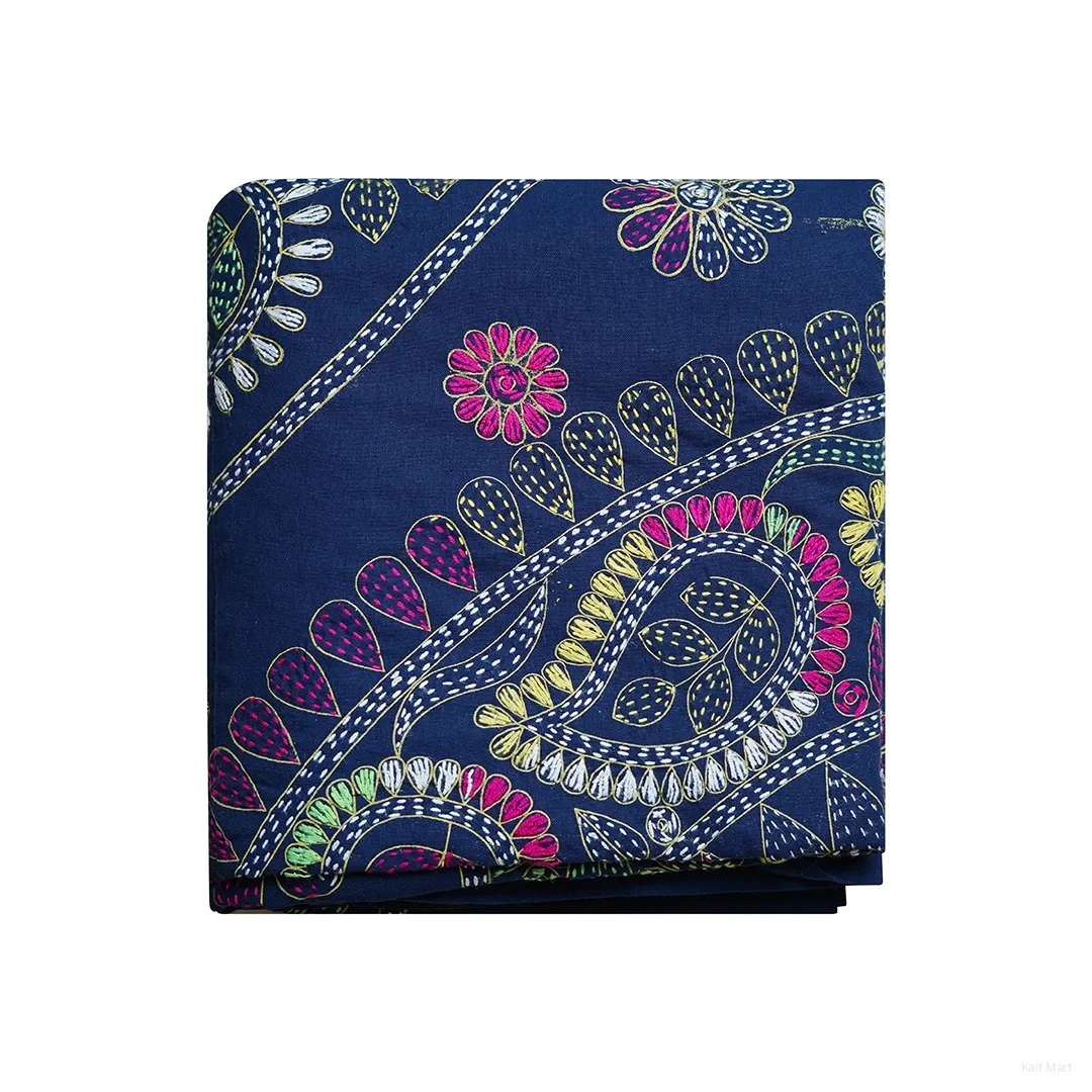 Traditional Handmade Bed Sheet 7x8 Feet –  Blue Pattern
