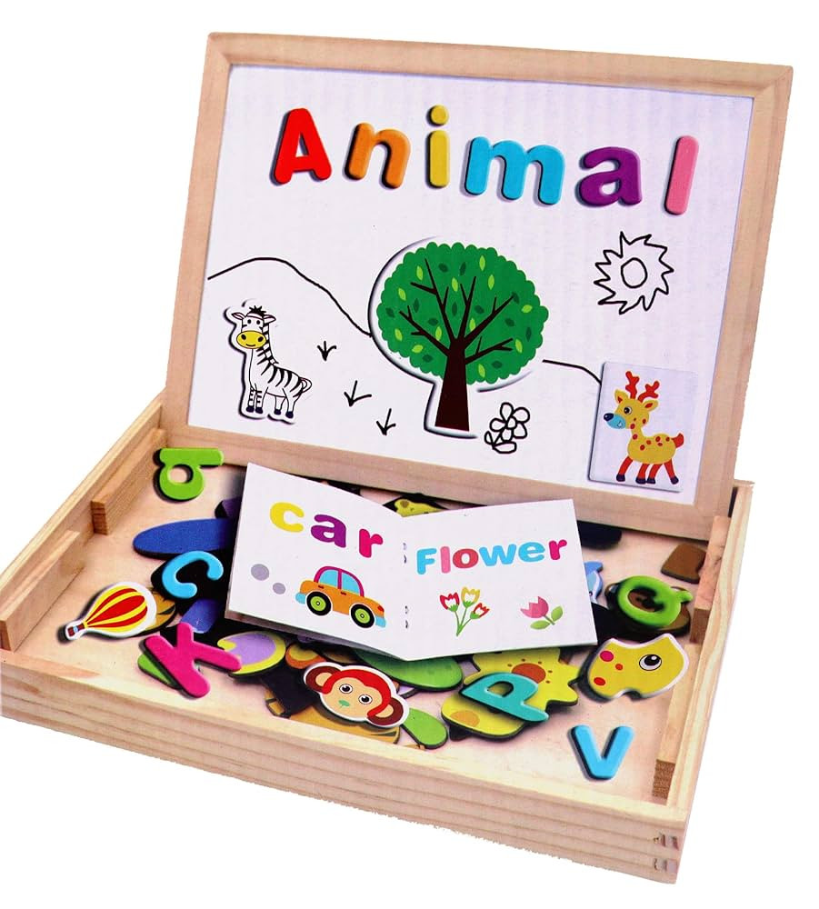 Kids Play Animal Wooden Cartoon Letter Puzzle Board