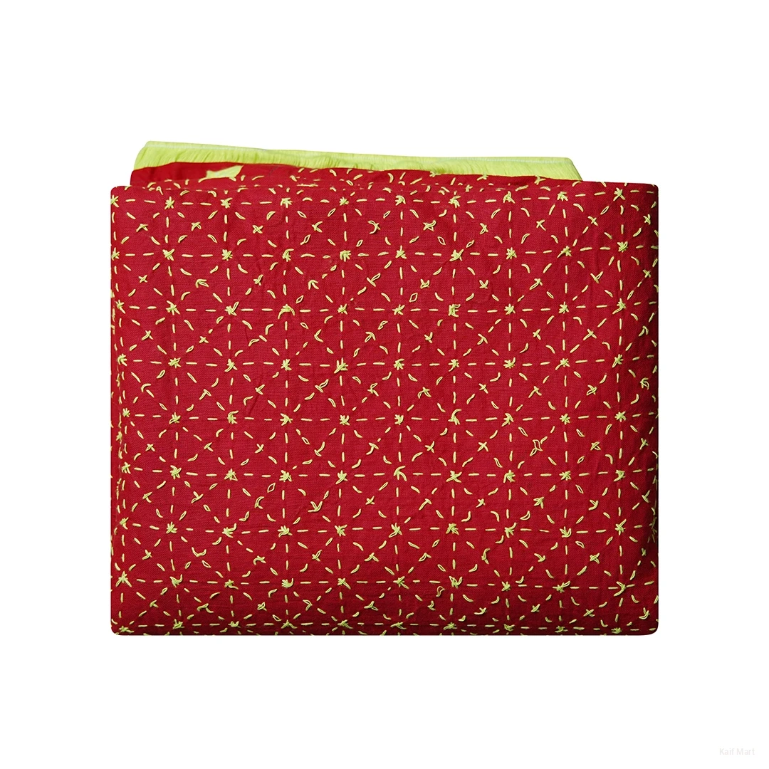 Traditional Handmade Nakshi Katha 6x7 Feet –  Red Pattern Design