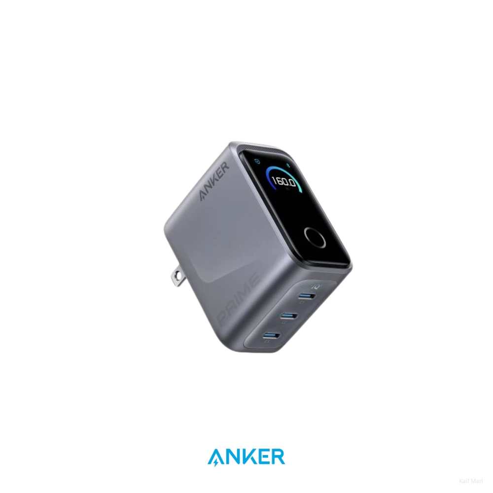 Anker Prime 160W GaN Charger | 3-Port Fast Charger with Smart Display