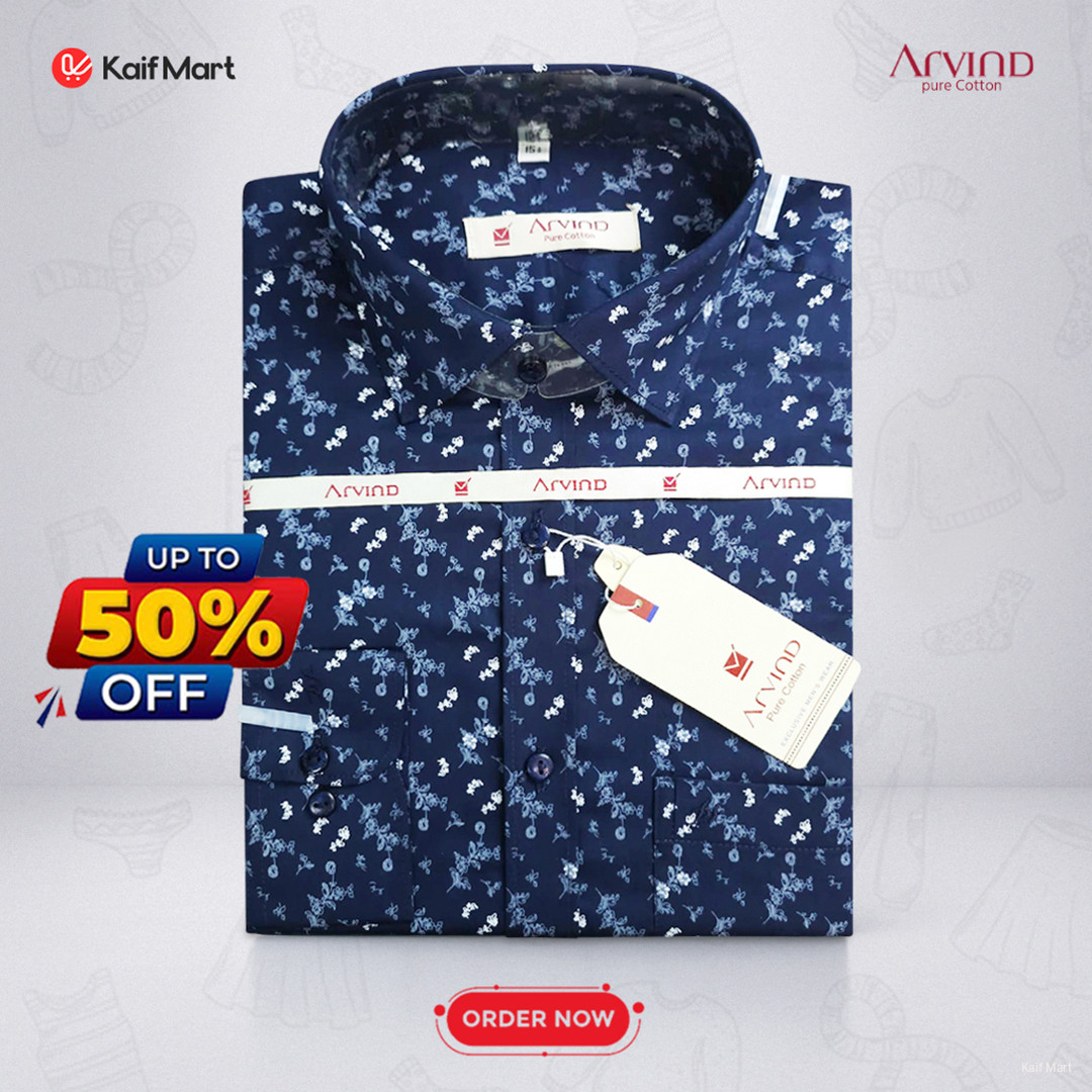 Mens Fashionable Exclusive Long Sleeve Formal and Casual Shirt- Navy Blue