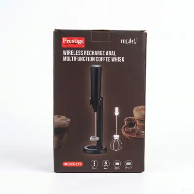 Prestige Mukti Rechargeable Coffee Whisk & Handheld Milk Frother | 3-Speed Electric Mixer with Stand