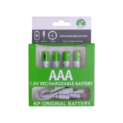 XZENERGY AAA 1.5V 750mWh Rechargeable Lithium Battery 4 Pcs Combo with Type-C Cable – Long-Lasting 1.5 Volt Triple A Battery Pack for Remote & Mouse